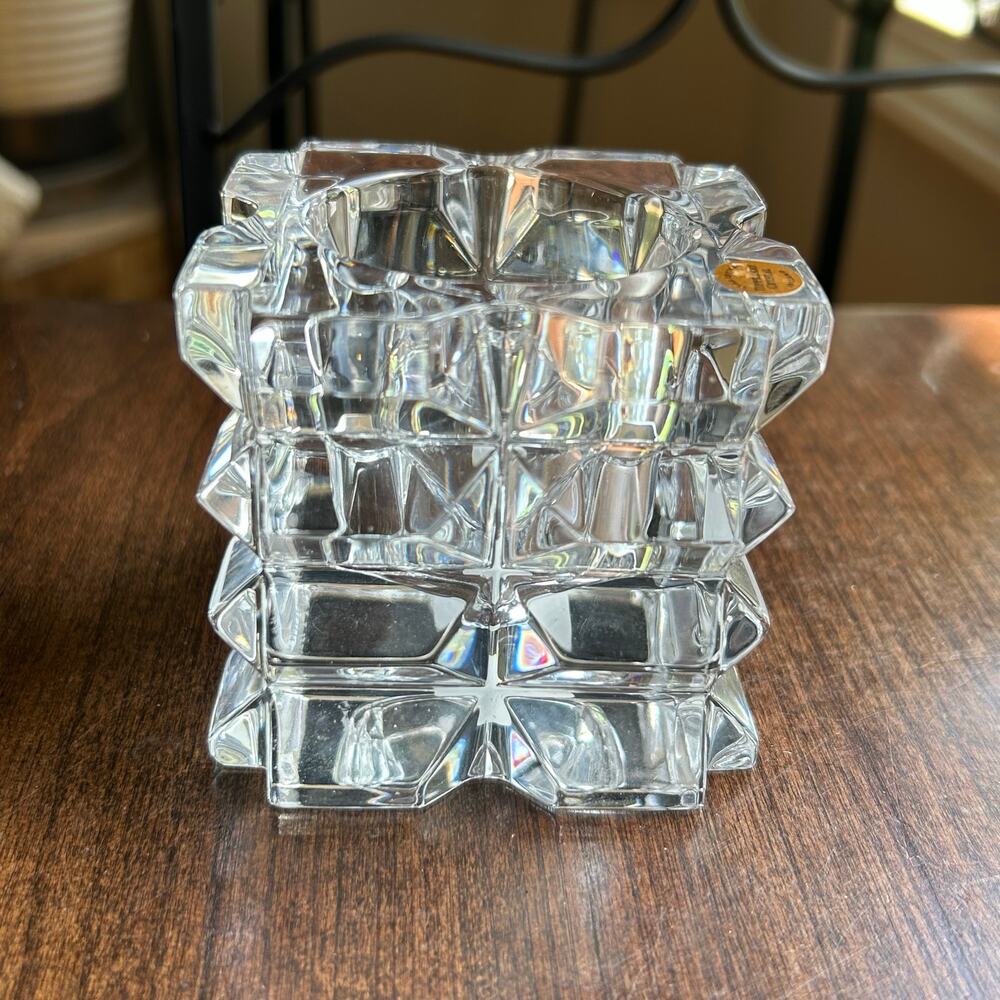 Tipperary Crystal Skellig Tea Light Votive Cut Crystal Candle Holder Ireland 3”